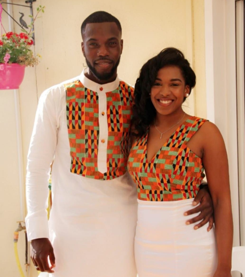 Traditional African Printed White Couple Outfit